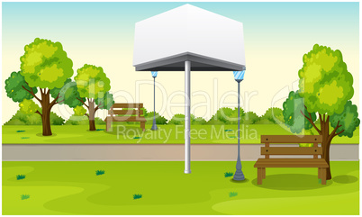 mock up illustration of two side bill board in a garden