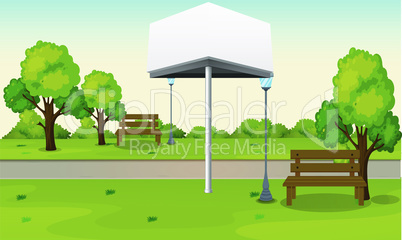 mock up illustration of two side bill board in a garden