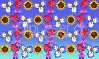 digital textile design of flowers and leaves art on abstract background