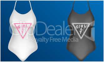 mock up illustration of female swim suit on abstract background