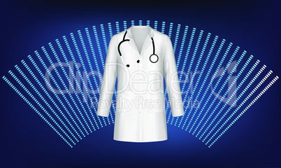 mock up illustration of doctor suit with stethoscope on abstract background