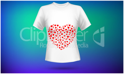 mock up illustration of women wear with heart art on abstract background