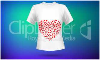 mock up illustration of women wear with heart art on abstract background