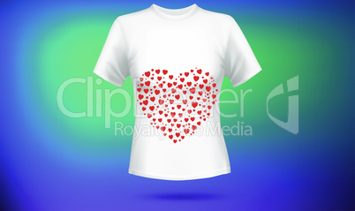 mock up illustration of women wear with heart art on abstract background