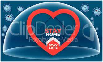 stay home, stay safe protection of hearts from all different virus