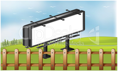 mock up illustration of bill board advertising in a park