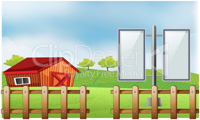 mock up illustration of bill board advertising in agriculture farm