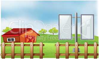 mock up illustration of bill board advertising in agriculture farm