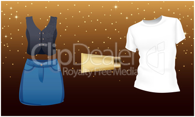 mock up illustration of female fashion wear on abstract background