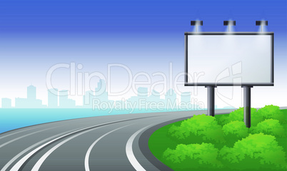 mock up illustration of bill board on road side view