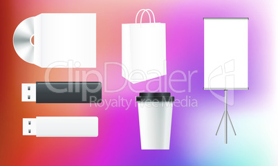 mock up illustration of corporate merchandise identity on abstract background