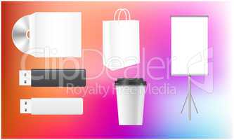 mock up illustration of corporate merchandise identity on abstract background