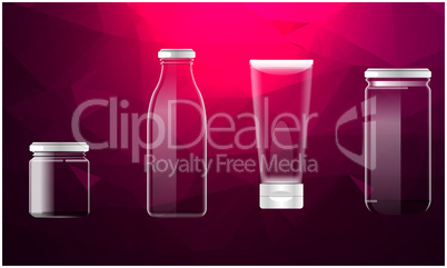 mock up illustration of different glass pack on abstract background