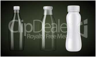 mock up illustration of different milk bottles on abstract background