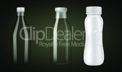 mock up illustration of different milk bottles on abstract background