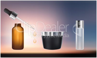 mock up illustration of various essential oil on abstract background