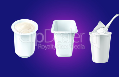 mock up illustration of yogurt pack on abstract background