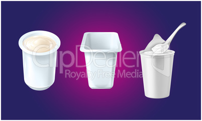 mock up illustration of yogurt pack on abstract background