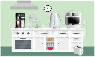 mock up illustration of kitchen appliance on abstract background