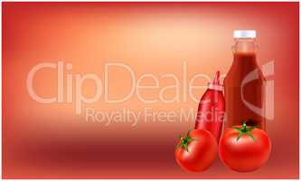 mock up illustration of tomato ketchup pack on abstract background