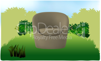 mock up illustration of chair in natural garden