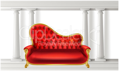 mock up illustration of luxury red velvet couch in a room