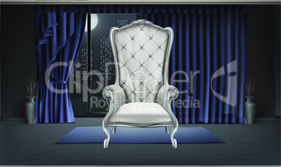 mock up illustration of big chair in a dark room