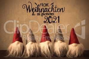 Santa With Hat, Glueckliches 2021 Means Happy 2021, Concrete Background