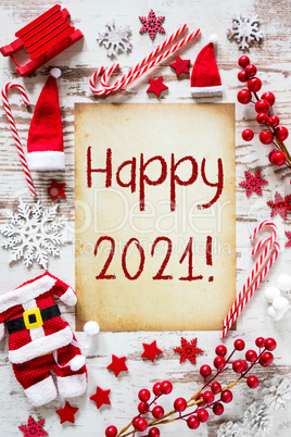 Bright Christmas Flat Lay, English Text Happy 2021