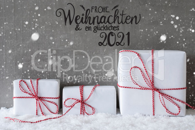 Christmas Gifts, Snow, Snowflakes, Cement, Glueckliches 2021 Means Happy 2021