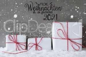 Christmas Gifts, Snow, Snowflakes, Cement, Glueckliches 2021 Means Happy 2021