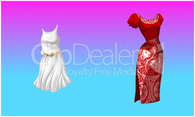 mock up illustration of sexy dress on abstract background