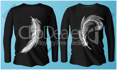 mock up illustration of male casual wear with feather art on abstract background