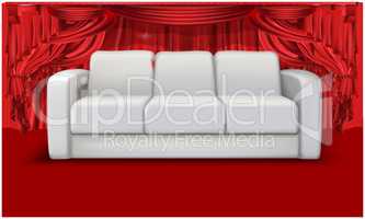 mock up illustration of white couch in a wedding ceremony