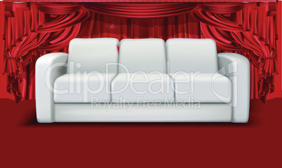 mock up illustration of white couch in a wedding ceremony