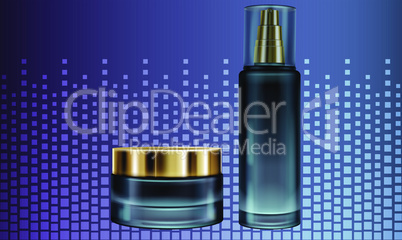 mock up illustration of female cosmetic products on abstract background