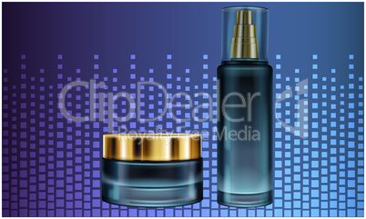 mock up illustration of female cosmetic products on abstract background