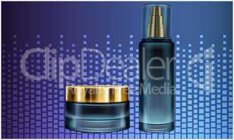 mock up illustration of female cosmetic products on abstract background