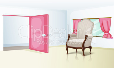 mock up illustration of realistic big chair in a room