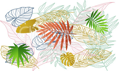 digital textile design of different leaves