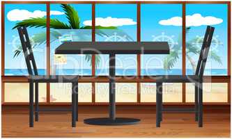 mock up illustration of couple table in a restaurant