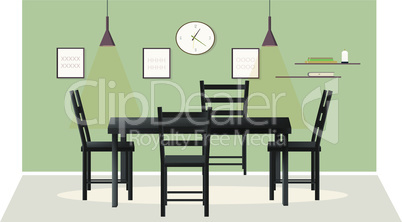 mock up illustration of a dining table in a room