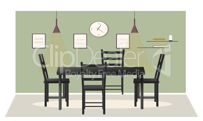 mock up illustration of a dining table in a room