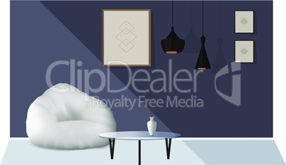 mock up illustration of a bean bag in a room