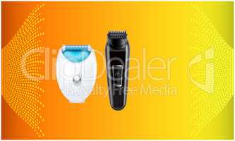 mock up illustration of couple hair trimmers on abstract background
