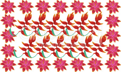 digital textile design of different flowers