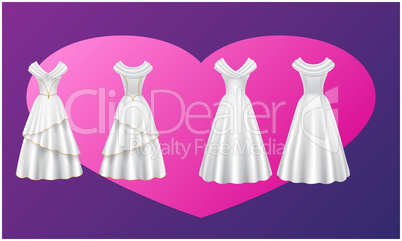 mock up illustration of different wedding dress on abstract background