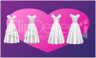 mock up illustration of different wedding dress on abstract background