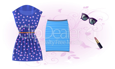 mock up illustration of female casual wear on abstract background