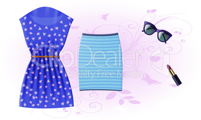 mock up illustration of female casual wear on abstract background